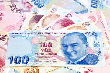 100 Turkish Lira banknote. Mustafa Kemal Ataturk on bills