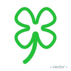 Fototapeta premium Green shamrock clover vector icon. Shamrock clover isolated, flat decorative element. Thin line style. Logo illustration.