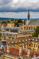 Fototapeta na wymiar Aerial view of Brasenose College, Oxford, England. Oxford is known as the home of the University of Oxford
