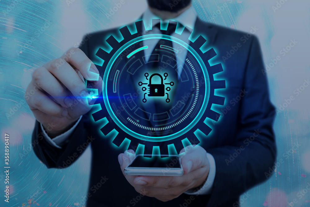 Poster graphics padlock for web data information security application system