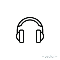 Headphones earphones flat icon. Line style. Headset silhouette. EPS 10