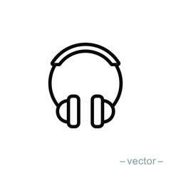 Headphones earphones flat icon. Line style. Headset silhouette. EPS 10