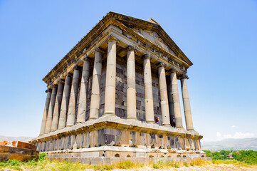 Fototapeta na wymiar It's Garni temple, Hellenistic temple from the first century in Garni, Armenia