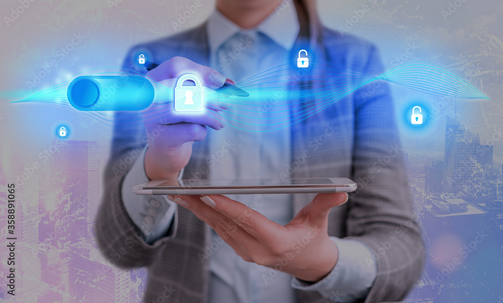 Poster graphics padlock for web data information security application system