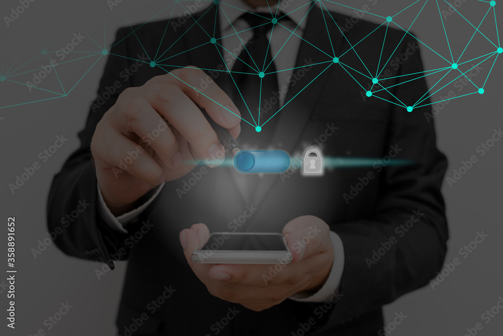 Poster graphics padlock for web data information security application system