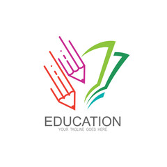 Education book logo sign symbol icon, colorful icon, student and academy, pencil symbol