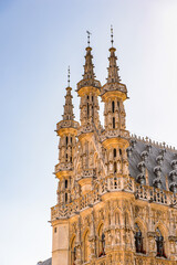 Fototapeta na wymiar It's Gothic city hall of Leuven, Flemish Region, Belgium