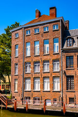It's Colorful buildings in the historic part of Ghent, Belgium.