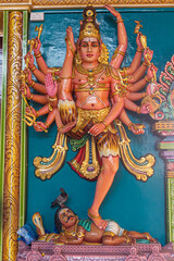 SINGAPORE, SINGAPORE - MARCH 10, 2018: Hindu deity image in the Sri Vadapathira Kaliamman Temple in...