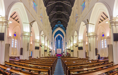 SINGAPORE, SINGAPORE - MARCH 11, 2018: Interior of the St Andrew's Cathedral in SIngapore.