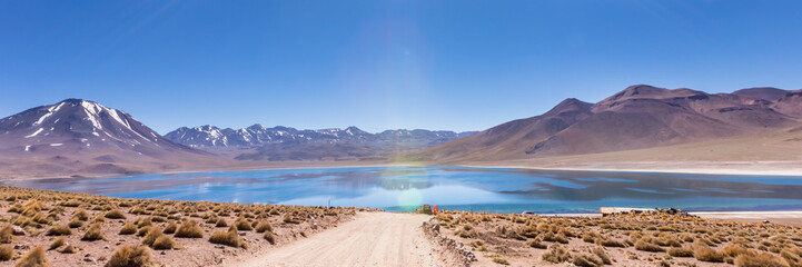 Lagunas Altiplanicas, Miscanti y Miniques, amazing view at Atacama Desert. Chile.