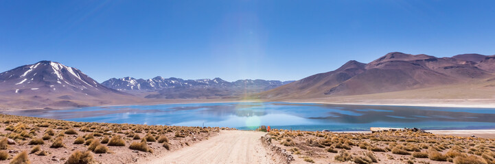 Lagunas Altiplanicas, Miscanti y Miniques, amazing view at Atacama Desert. Chile.