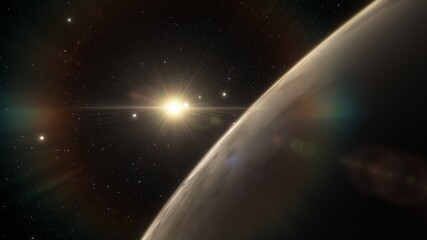 Cosmic landscape, beautiful science fiction wallpaper with endless deep space. 3D render