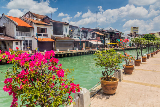 Malacca River in the center of Malacca (Melaka), Malaysia