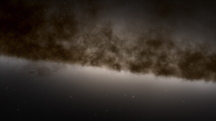 Fototapeta na wymiar Cosmic landscape, beautiful science fiction wallpaper with endless deep space. 3D render