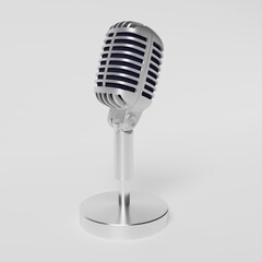 3D retro microphone isolated on white