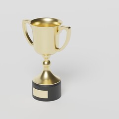 3D gold trophy