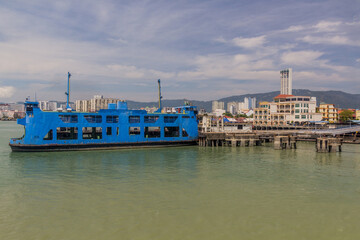 Fery in the port in George Town, Malaysia