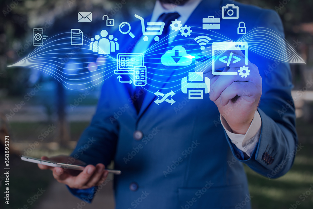 Poster information digital technology network connection infographic elements icon