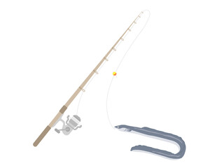 釣り竿と鰻のイラスト