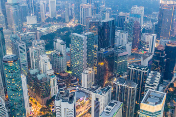Fototapeta premium Night aerial view of Kuala Lumpur, Malaysia