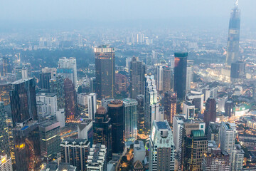 Fototapeta na wymiar Evening view of a skyline of Kuala Lumpur, Malaysia