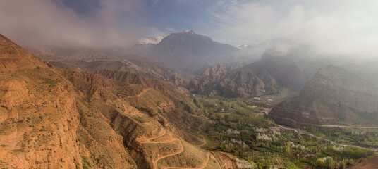 Misty view of Alamut valley in Iran