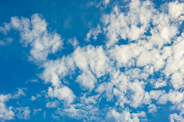 The blue sky and white clouds with beautiful patterns