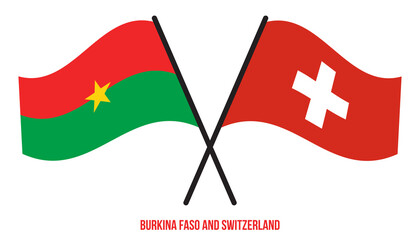 Burkina Faso and Switzerland Flags Crossed Flat Style. Official Proportion. Correct Colors