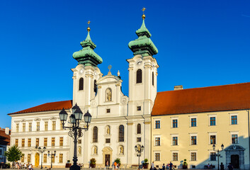 It's Szechenyi Square and the Cathedral in Gyor, Hungary