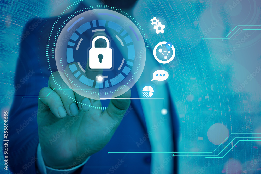 Poster graphics padlock for web data information security application system