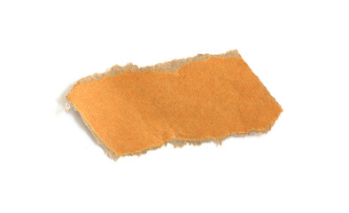 piece of torn brown paper on white background with place for text