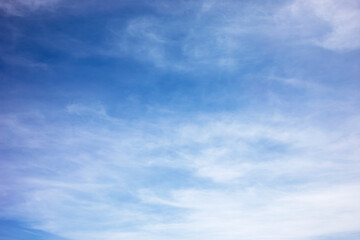 Fantastic soft white clouds against blue sky and copy space.