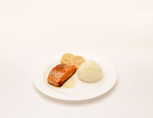 Delicious Asian breakfast shot isolated against a white background. 
