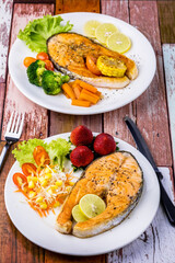 Salmon steak healthy tasty food