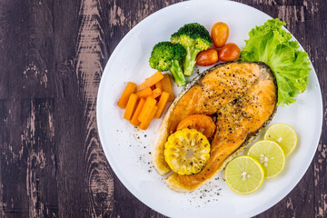 Salmon steak healthy tasty food