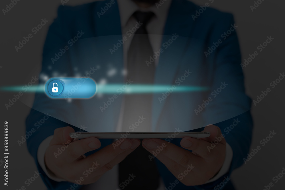 Poster graphics padlock for web data information security application system