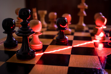 chess pieces on the board