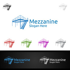 Mezzanine Flooring Logo for Parquet Wooden or vinyl hardwood granite tile vector Design - obrazy, fototapety, plakaty