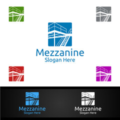 Mezzanine Flooring Logo for Parquet Wooden or vinyl hardwood granite tile vector Design