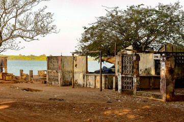 Street of the ghost town  of Bolama, the former capital of Portuguese Guinea