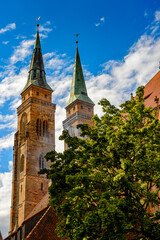 Naklejka premium St. Sebaldus church of Nuremberg, the largest in town in Franconia, Bavaria state, Germany