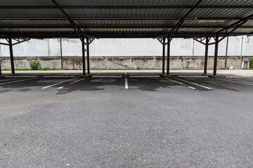 car park empty open garage roof.outdoor of parking garage with car and vacant parking lot in parking building.some carpark empty in Condominium or department store.