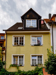 Fototapeta na wymiar Architecture of Meersburg. a town of Baden-Wurttemberg in Germany at Lake Constance.