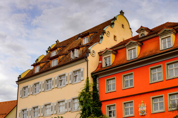 Architecture of Meersburg, a town of Baden-Wurttemberg in Germany at Lake Constance.