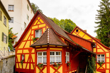 Half-timbered house of Meersburg, a town of Baden-Wurttemberg in Germany at Lake Constance.