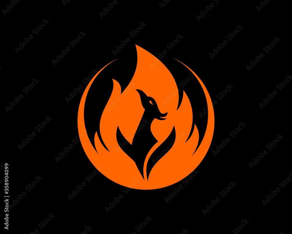 Canvas Prints fire with phoenix head inside