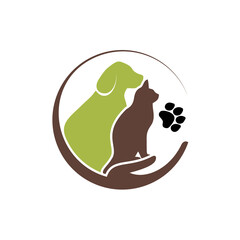 Dog and cat logo design vector