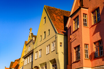 Fototapeta na wymiar Architecture of Memmingen, a town in Swabia, Bavaria, Germany.