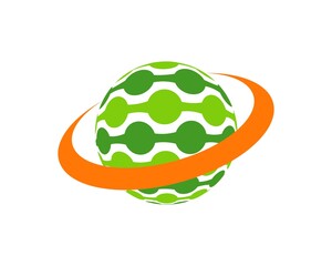 Green sphere with orange swoosh